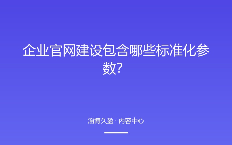 企业官网建设包含哪些标准化参数？