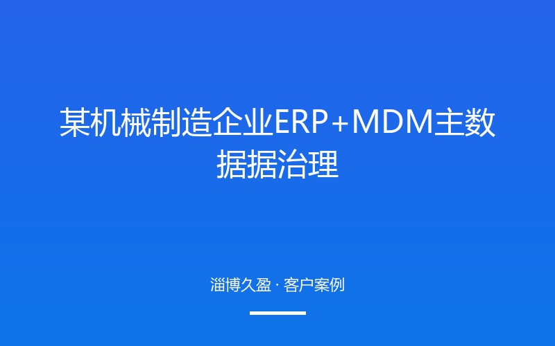 某机械制造企业 ERP+MDM 主数据治理
