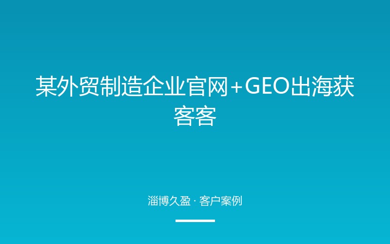 某外贸制造企业 官网+GEO 出海获客